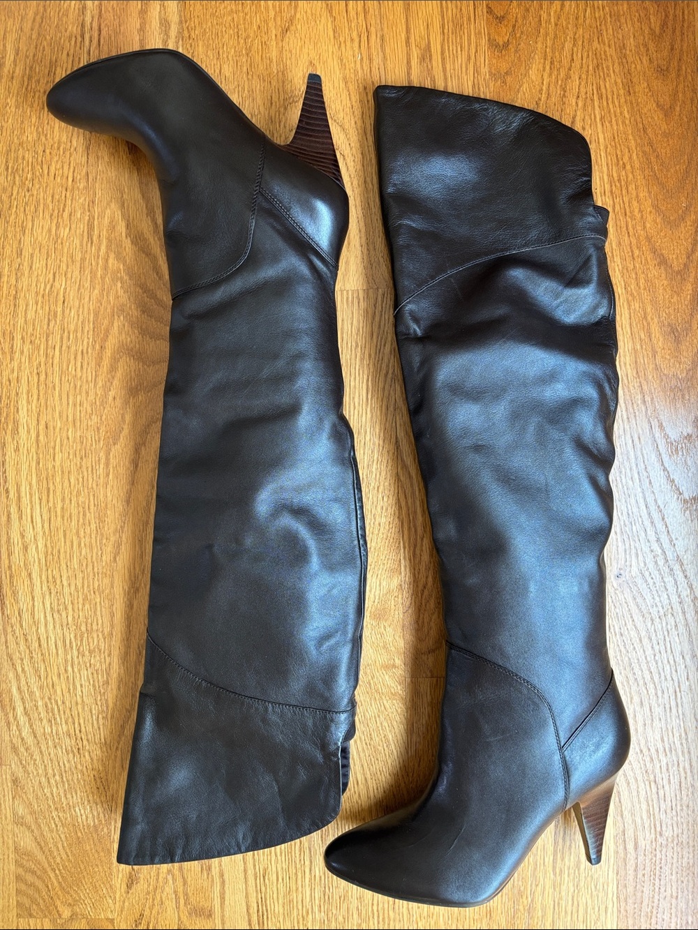 Guess Tall Black Leather Over-the-Knee Stiletto Boots